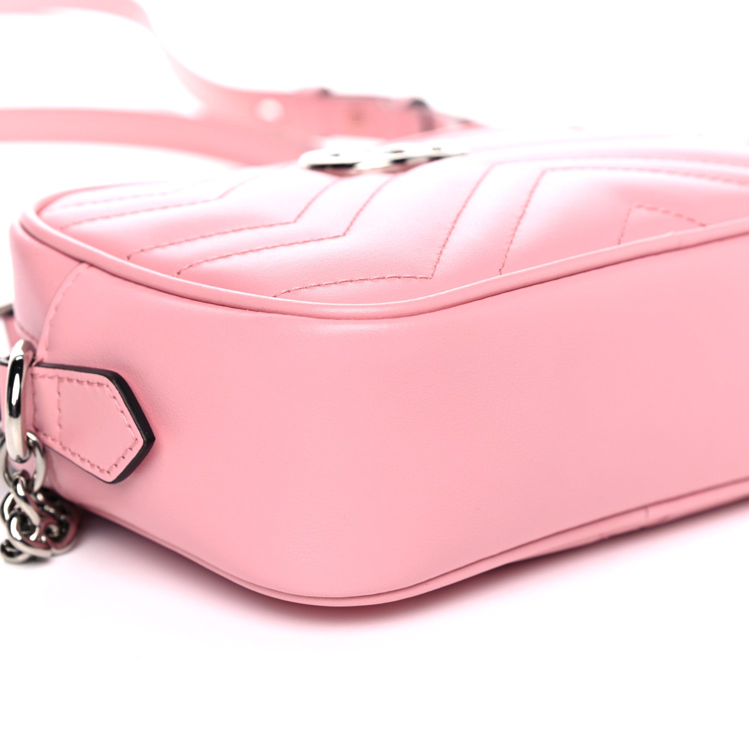 Gucci Calfskin Matelasse Mini GG Marmont Chain Shoulder Bag Wild Rose 7 of 8