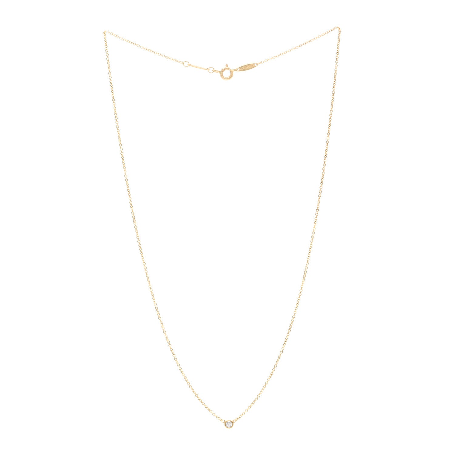 Tiffany 18K Yellow Gold Diamond .05ct Elsa Peretti Diamonds by the Yard Pendant Necklace 3 of 5