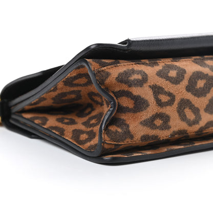 Givenchy Calfskin Suede Leopard Print Small GV3 Shoulder Bag Black Chestnut 8 of 13