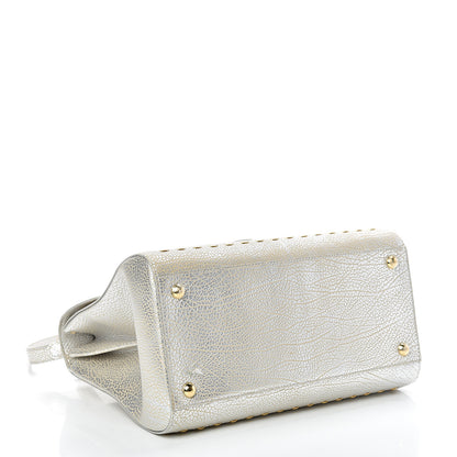 Delvaux Metallic Crispy Calfskin MM Brillant Satchel Antique Silver 3 of 10