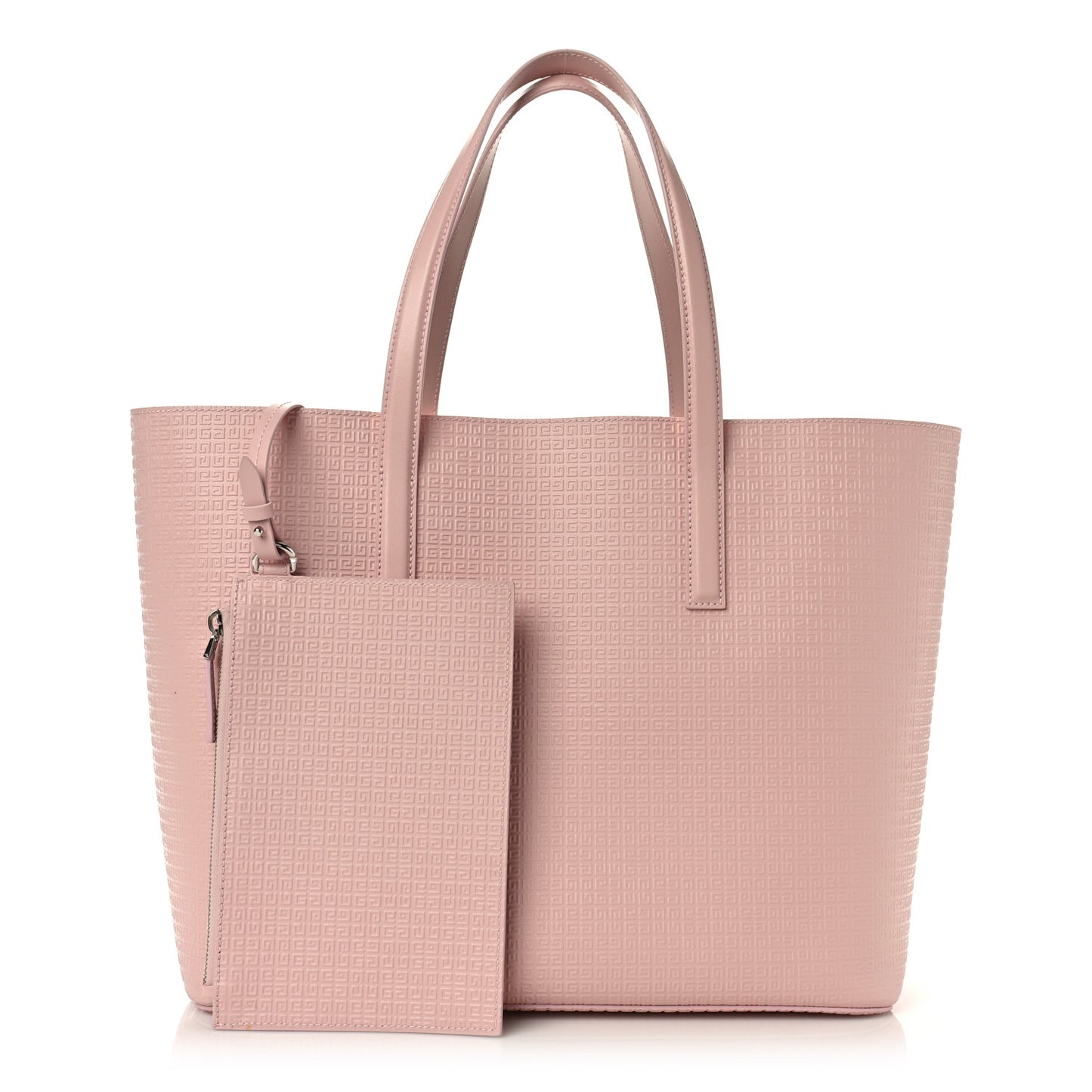 Calfskin Logo Embossed Wing Shopper Tote Blush Pink