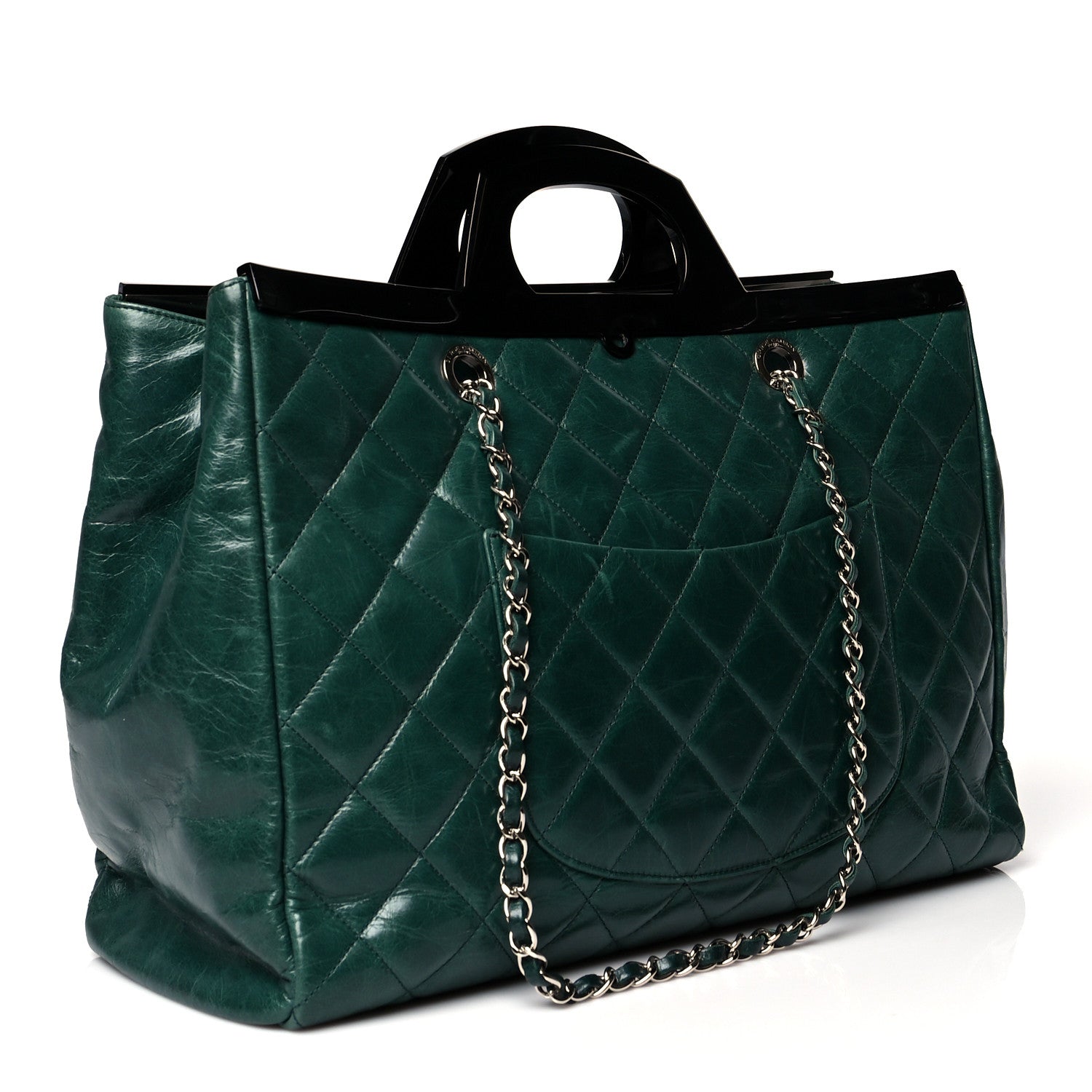 Chanel Glazed Calfskin Quilted Large CC Delivery Tote Green 2 of 13