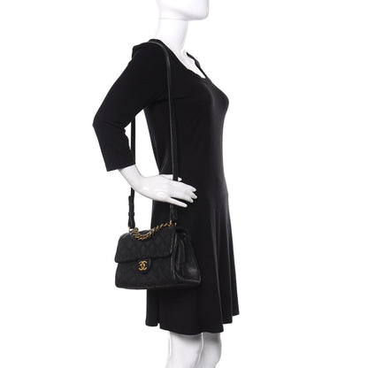 Chanel Shiny Sheepskin Quilted Small Trapezio Flap Black 2 of 11
