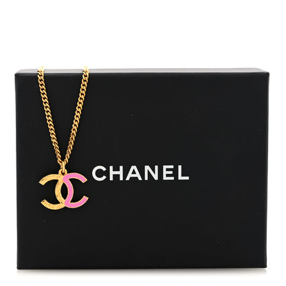 Chanel Metal Enamel CC Pendant Necklace Pink Gold 5 of 5