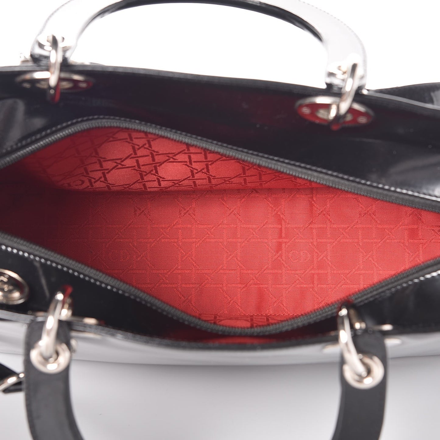 Glazed Calfskin Large Lady Dior Black
