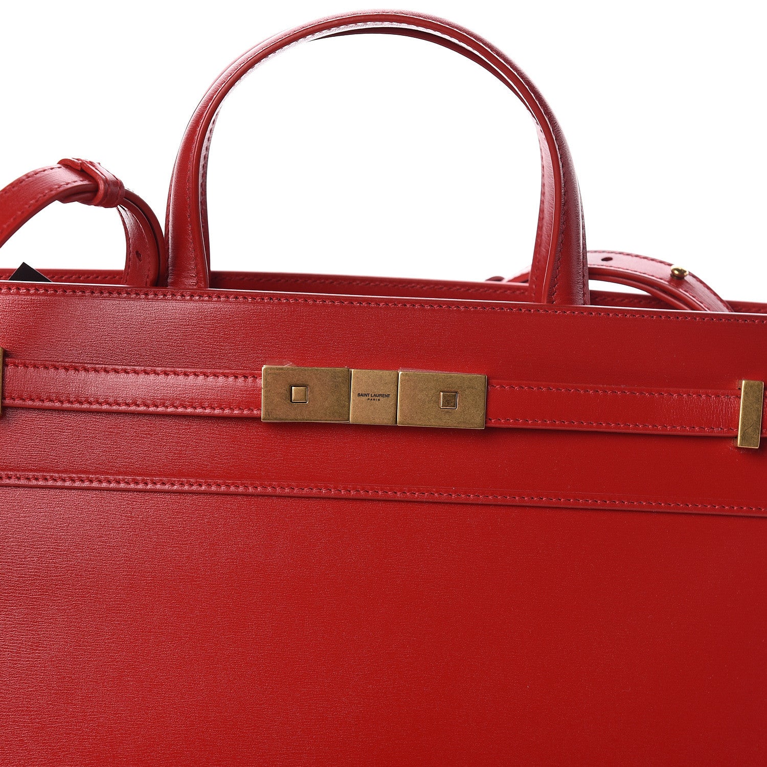 Saint Laurent Calfskin Small Manhattan Shopper Tote Red 9 of 9