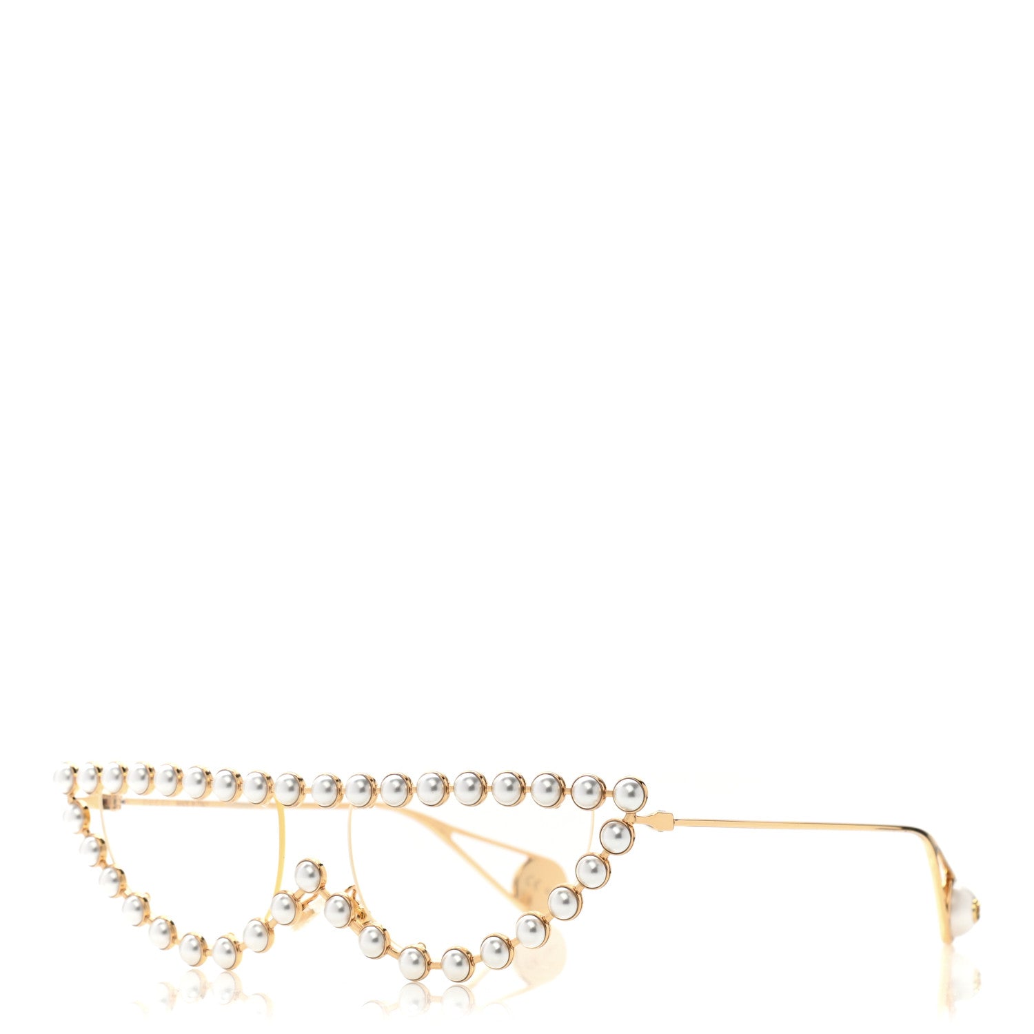 Gucci Metal Pearl Cat Eye Sunglasses GG0364S Gold 1 of 7