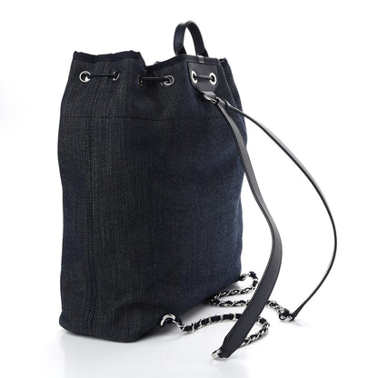 Chanel Denim Large Deauville Backpack Dark Blue 3 of 9