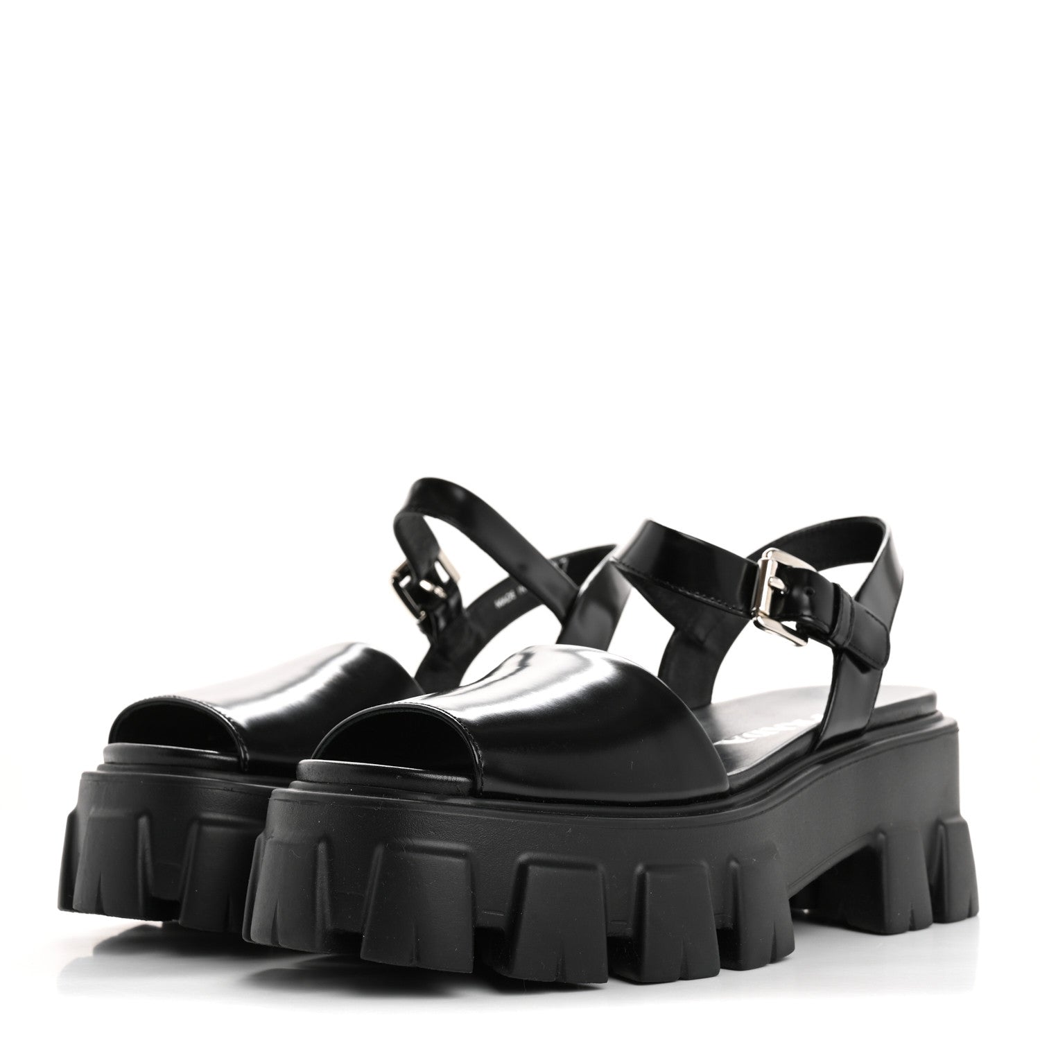 Prada Spazzolato Monolith 55mm Sandals 37 Black 4 of 9