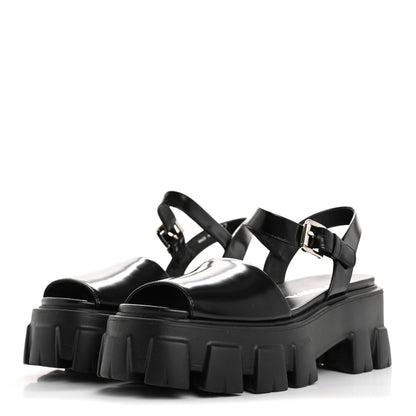 Prada Spazzolato Monolith 55mm Sandals 37 Black 4 of 9