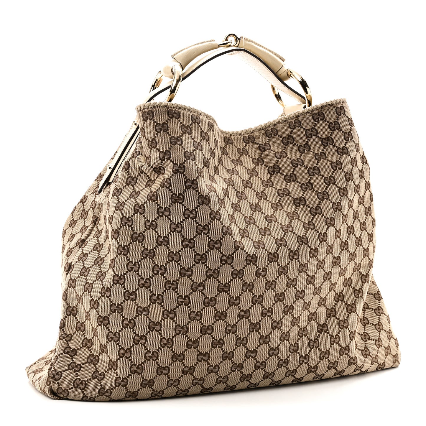 Monogram Large Horsebit Chain Hobo Off White
