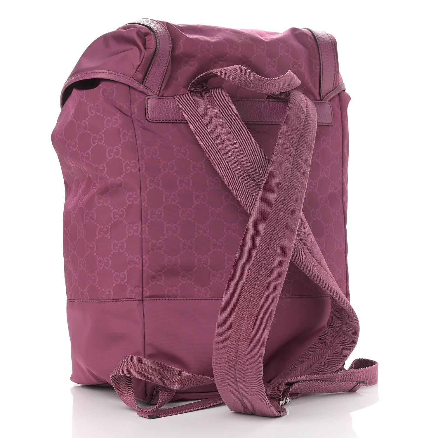 Gucci Nylon Monogram Dollar Calfskin Medium Light Double Buckle Backpack Peonia Flower 3 of 12
