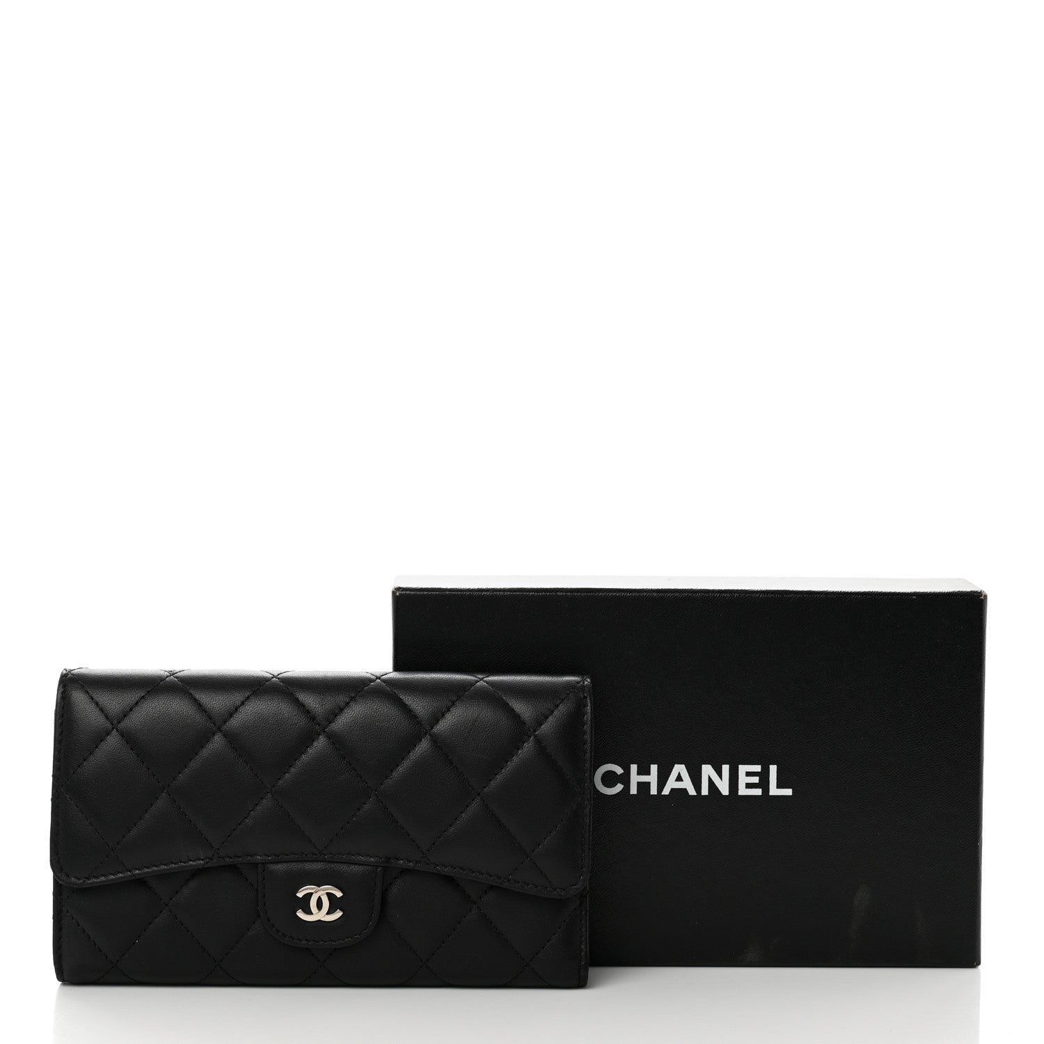 Chanel Lambskin Quilted Large Flap Wallet Black 10 of 10