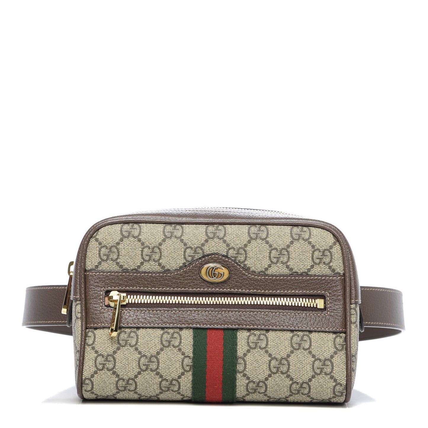GG Supreme Monogram Web Small Ophidia Belt Bag 75 30 Dark Brown