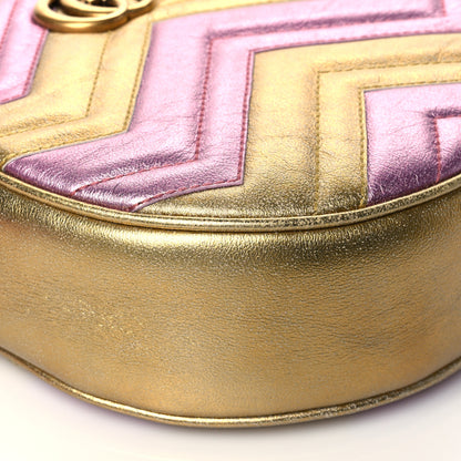 Gucci Metallic Nappa Matelasse Heart Mini GG Marmont Round Shoulder Bag Oro Vecchio Rosa 10 of 11