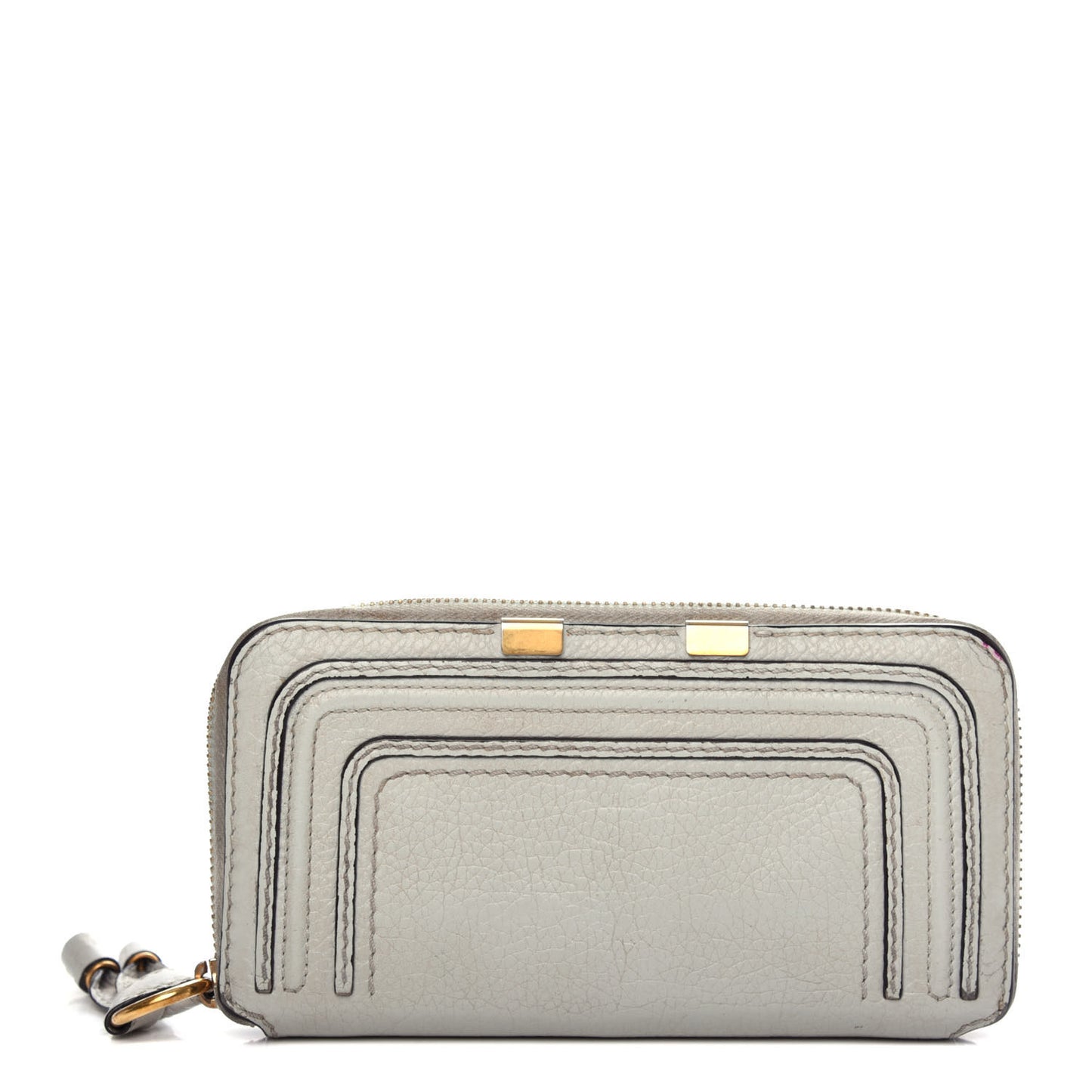 Calfskin Marcie Long Zip Around Wallet Airy Grey