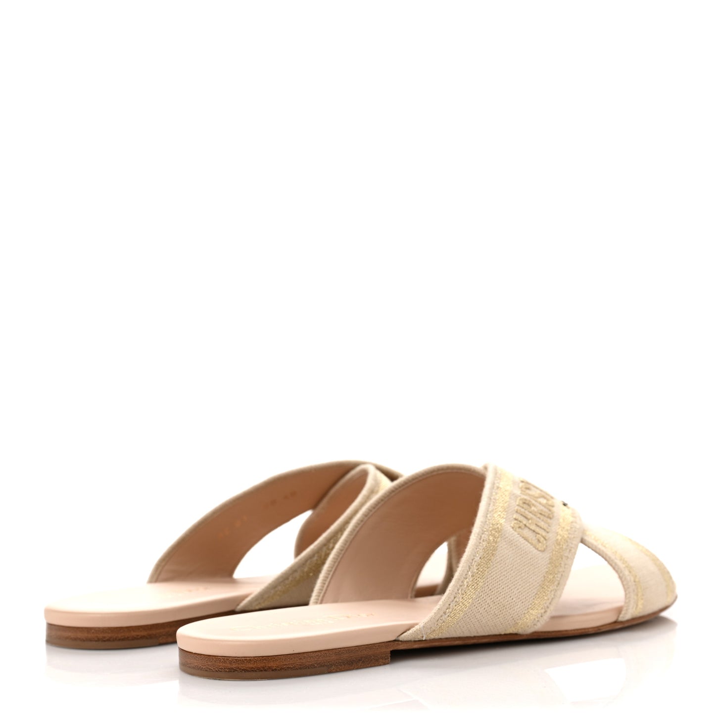 Lurex Romance Embroidered Dway Criss Cross Slide Sandal 40 Gold Beige
