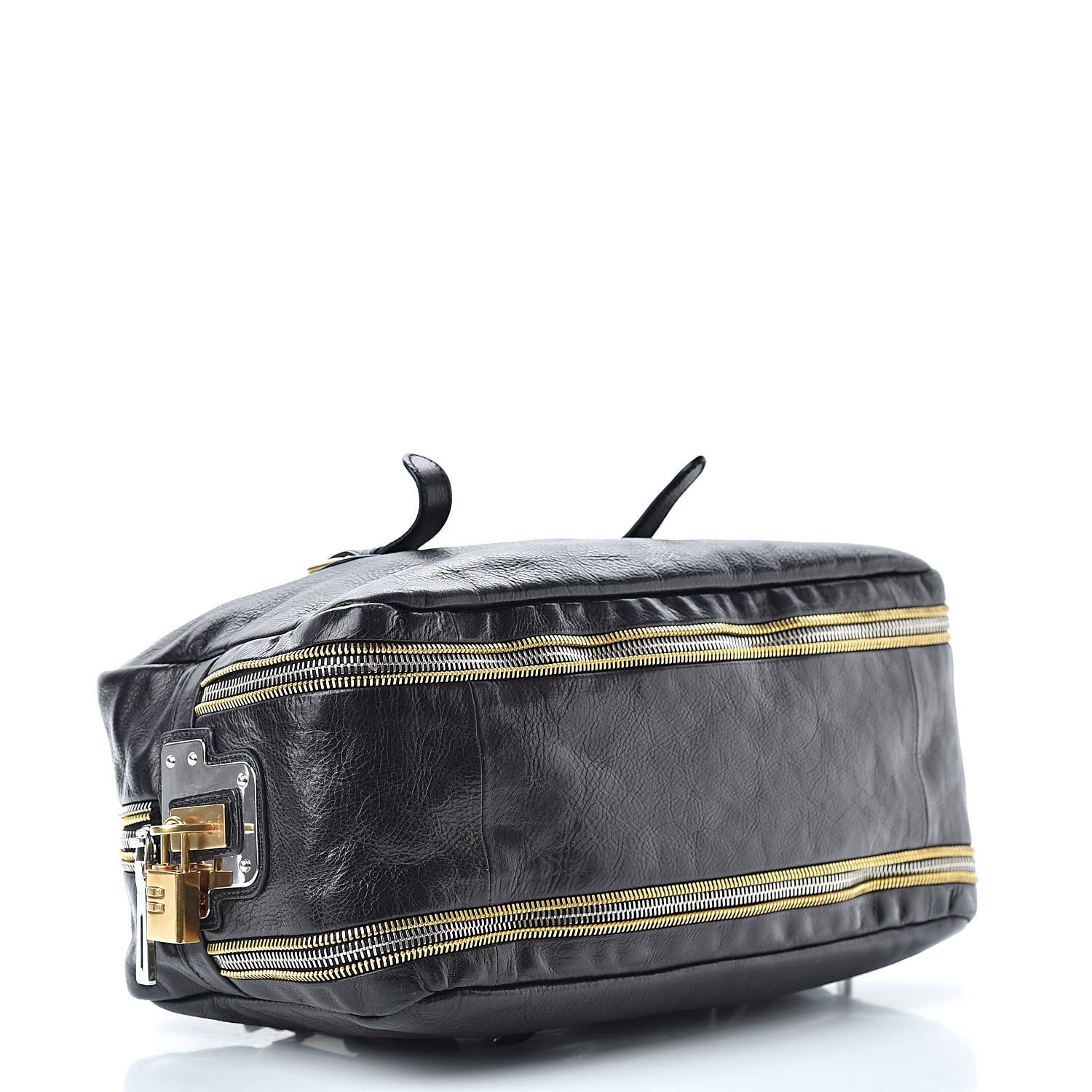 Prada Glace Calfskin Zippers Plaque Boston Black 4 of 12