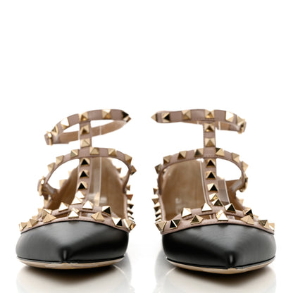 Valentino Garavani Calfskin Nappa Rockstud Cage Ballerina Flats 38 Black Poudre 2 of 11