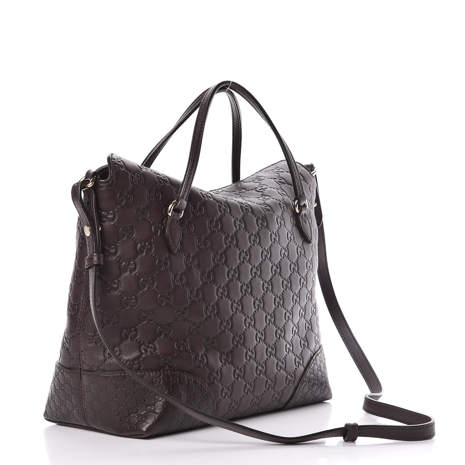 Gucci Guccissima Medium Bree Foldover Tote Chocolate 3 of 12