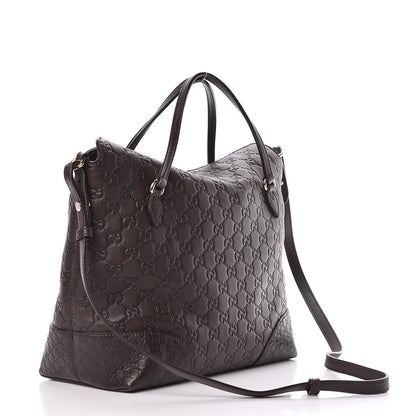 Gucci Guccissima Medium Bree Foldover Tote Chocolate 3 of 12