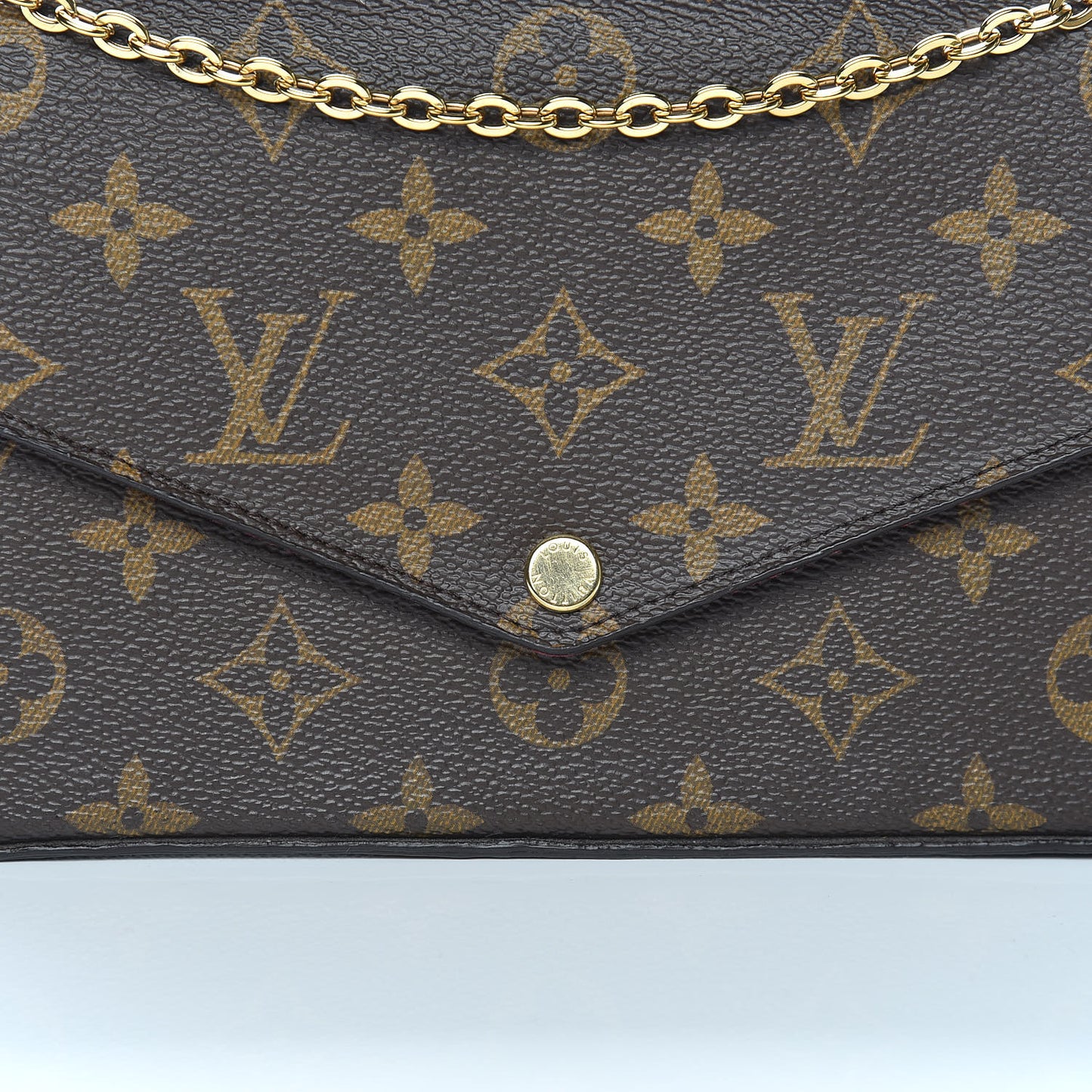Monogram Pochette Felicie Chain Wallet Fuchsia