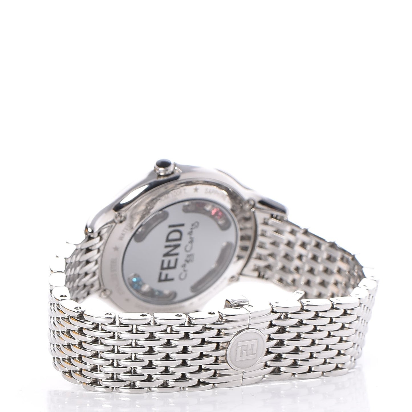 Stainless Steel Diamond Topaz 38mm Crazy Carats Rotating Gem Quartz Watch Black