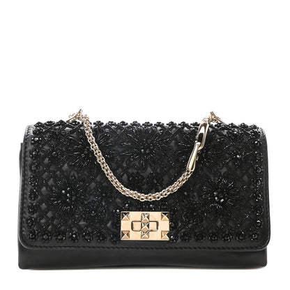 Valentino Garavani Lambskin Beaded Embroidery Medium Girello Flap Black 1 of 10