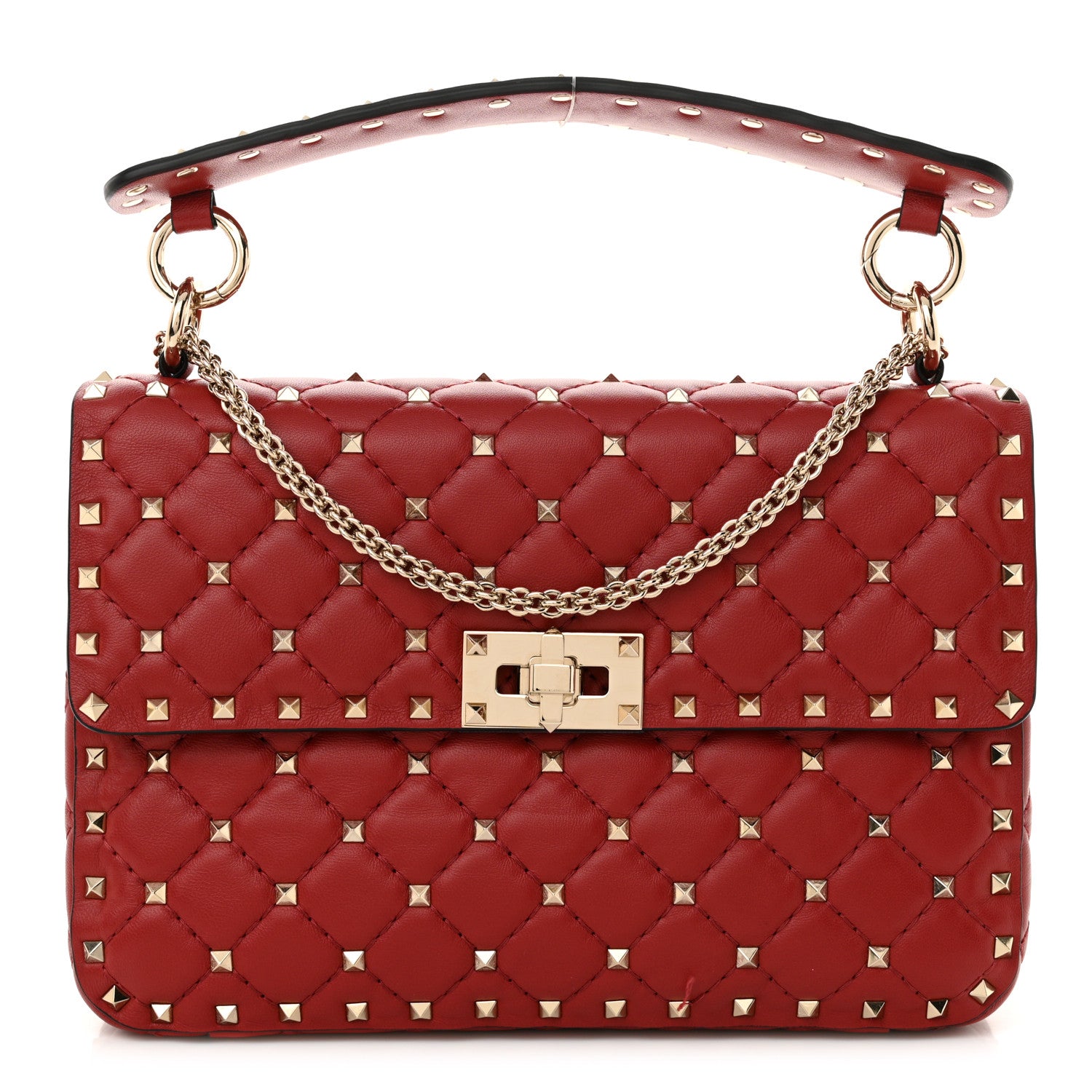 Valentino Garavani Nappa Medium Rockstud Spike Shoulder Bag Rosso Valentino 1 of 9