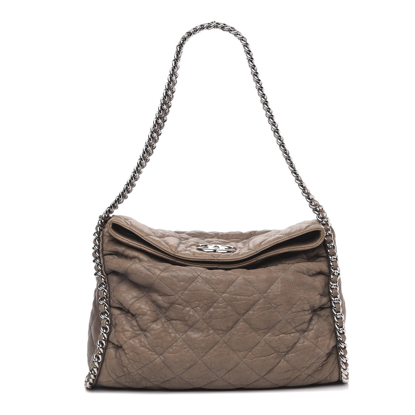 Washed Lambskin Chain Around Hobo Taupe