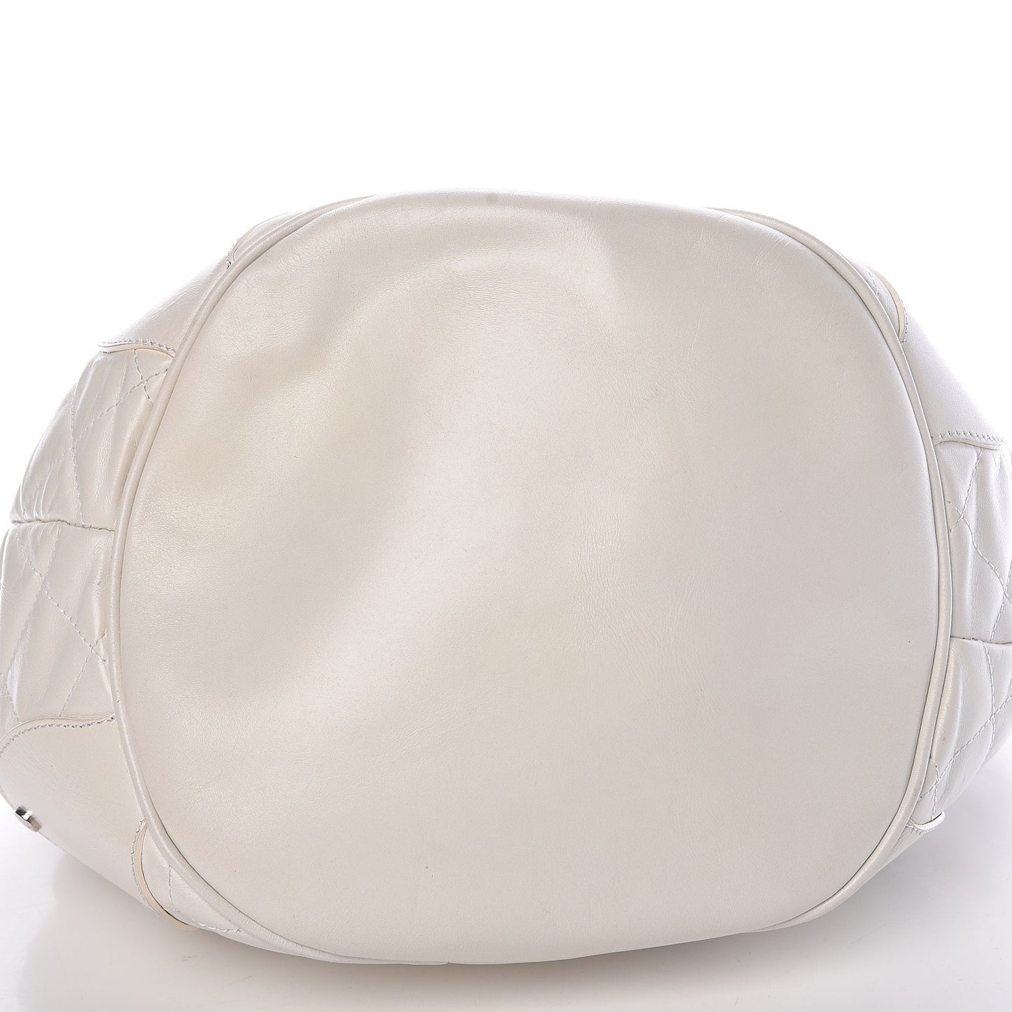Calfskin Quilted Bucket Shoulder Bag White
