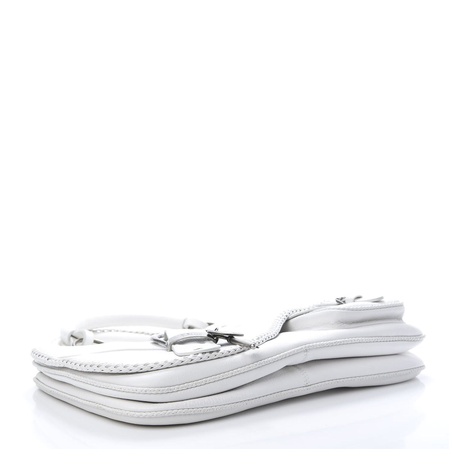 Calfskin Braided Gaucho Double Saddle Bag White