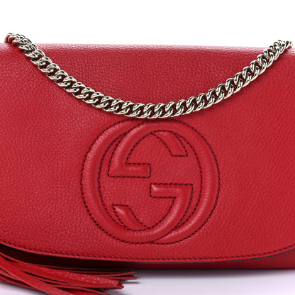 Gucci Pebbled Calfskin Medium Soho Flap Crossbody Tabasco Red 9 of 10