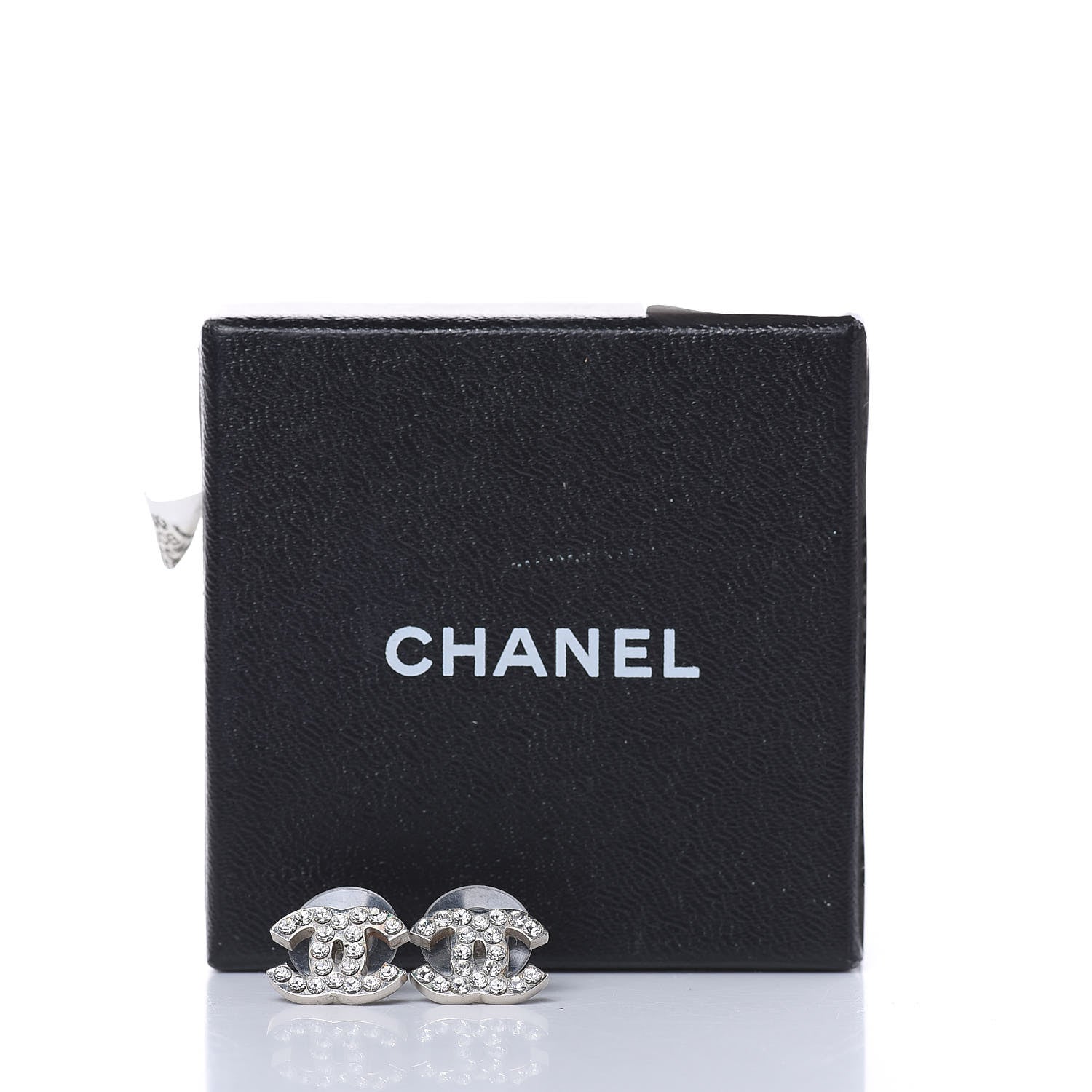 Chanel Crystal Mini Timeless CC Earrings Silver 5 of 5