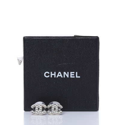 Chanel Crystal Mini Timeless CC Earrings Silver 5 of 5