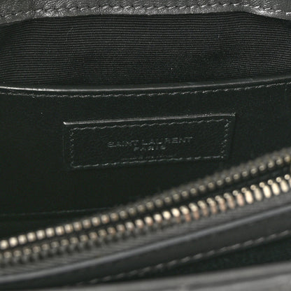 Saint Laurent Sheepskin Matelasse Chevron Monogram Medium College Bag Light Coal 7 of 13