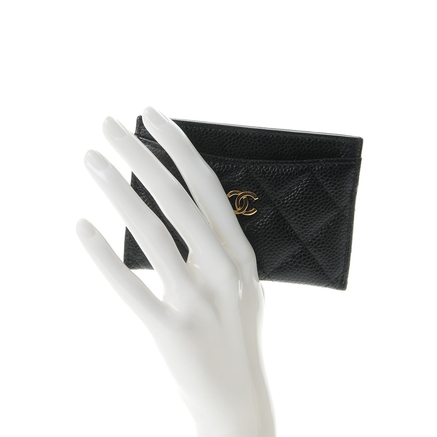 Caviar Quilted Card Holder Black