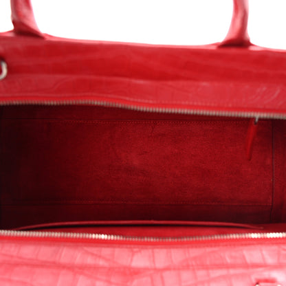 Saint Laurent Calfskin Crocodile Embossed Small Cabas Rive Gauche Red 5 of 9