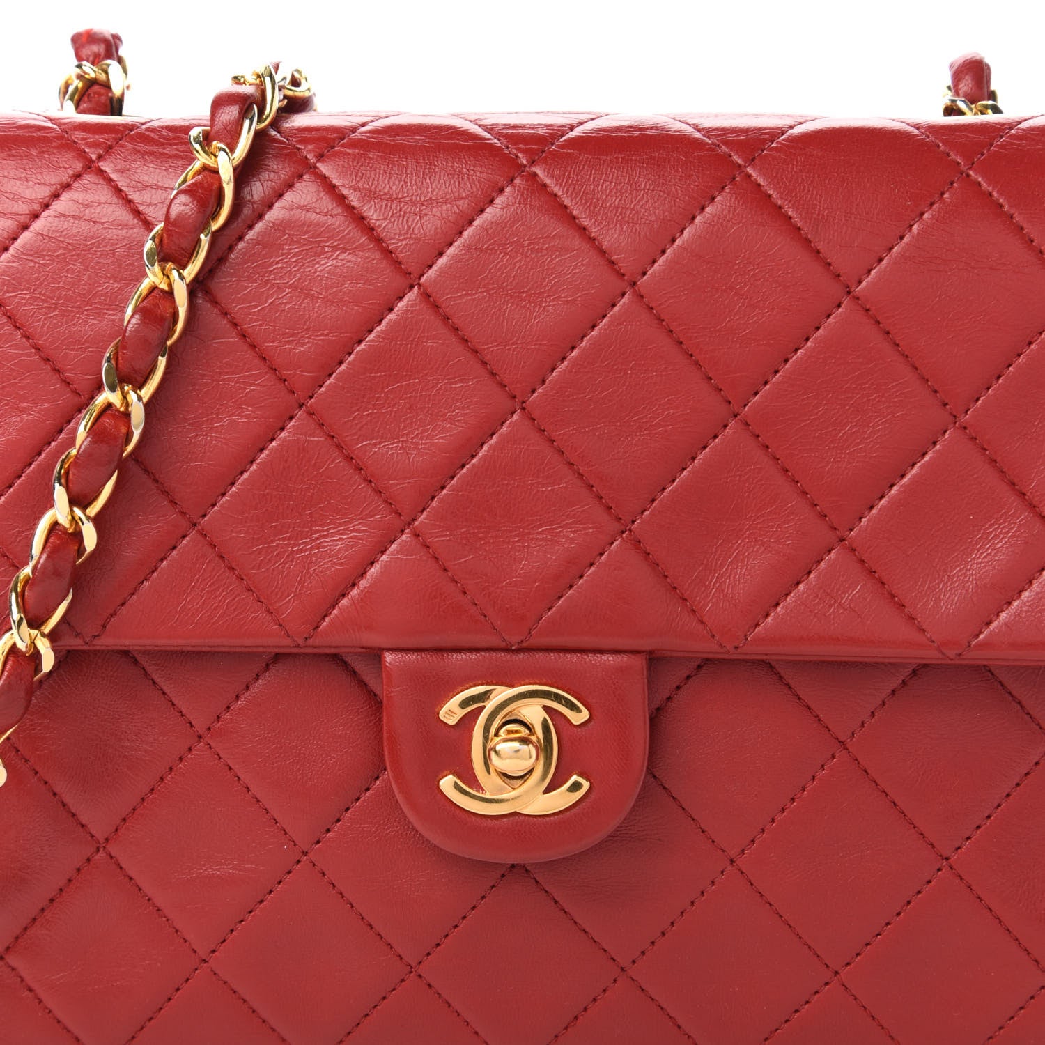 Chanel Lambskin Quilted Small Single Flap Red 10 of 10