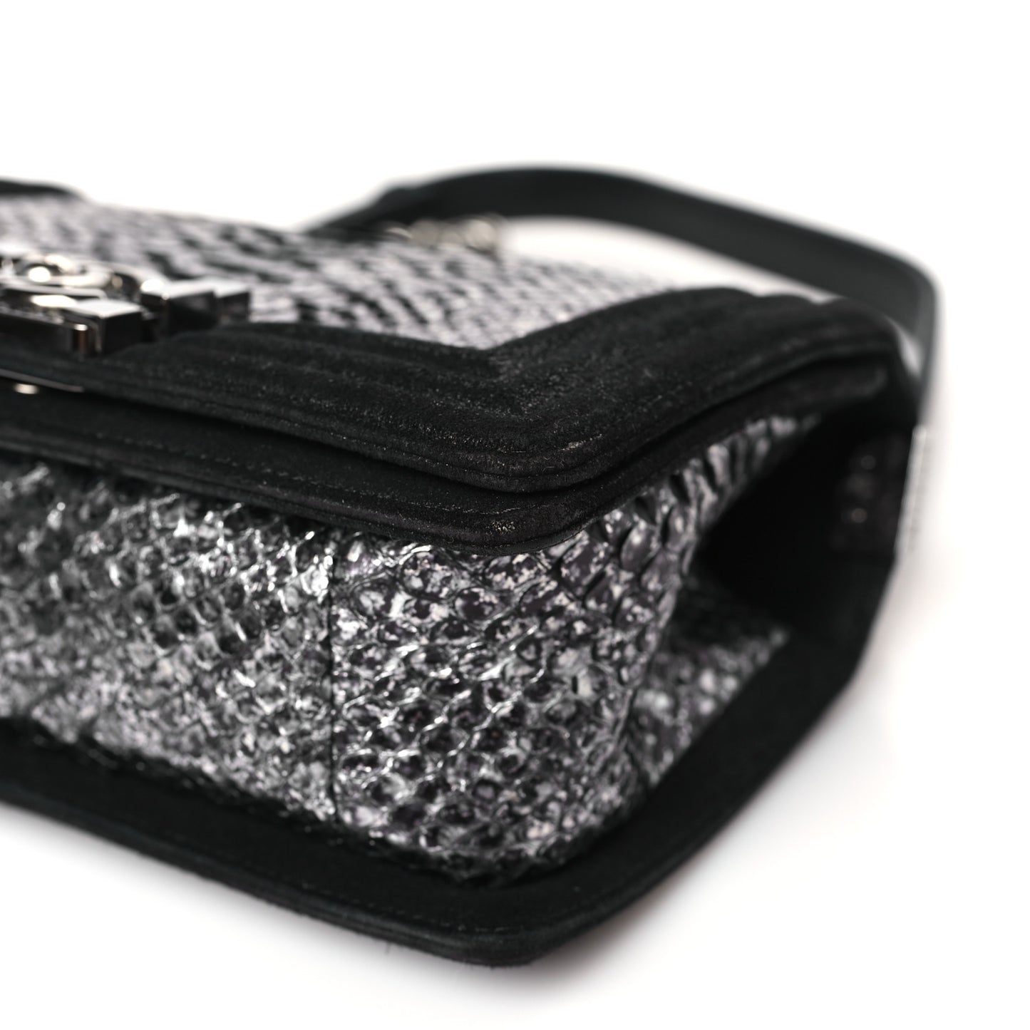 Snakeskin Calfskin Small Boy Flap Black