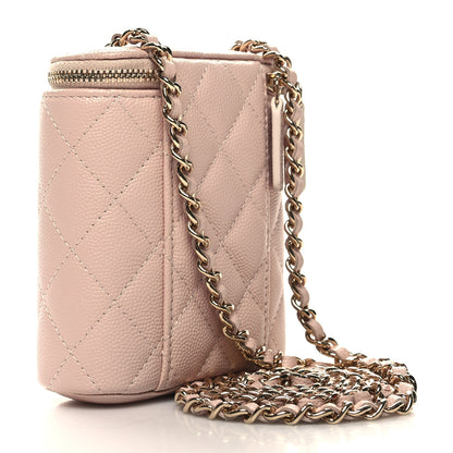 Chanel Caviar Quilted Small Vertical Coco Beauty Vanity Case With Chain Light Pink 3 of 11