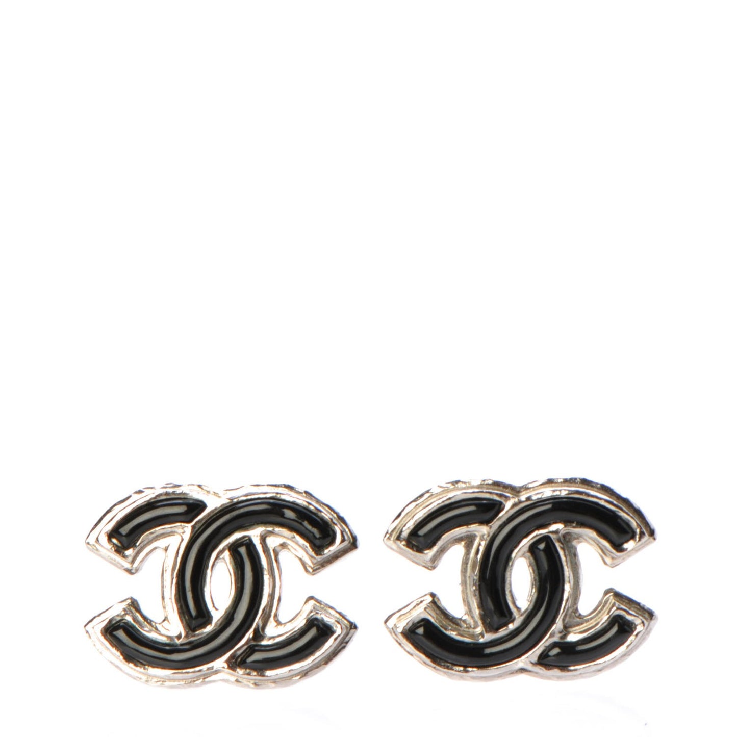 Enamel CC Earrings Black Silver