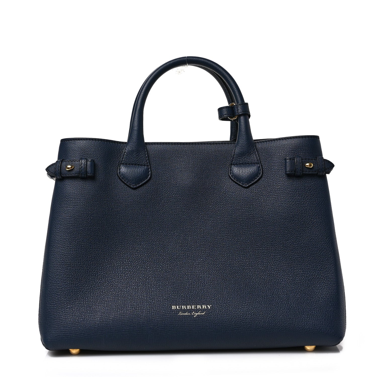 Burberry Derby Calfskin House Check Medium Banner Tote Ink Blue 1 of 9