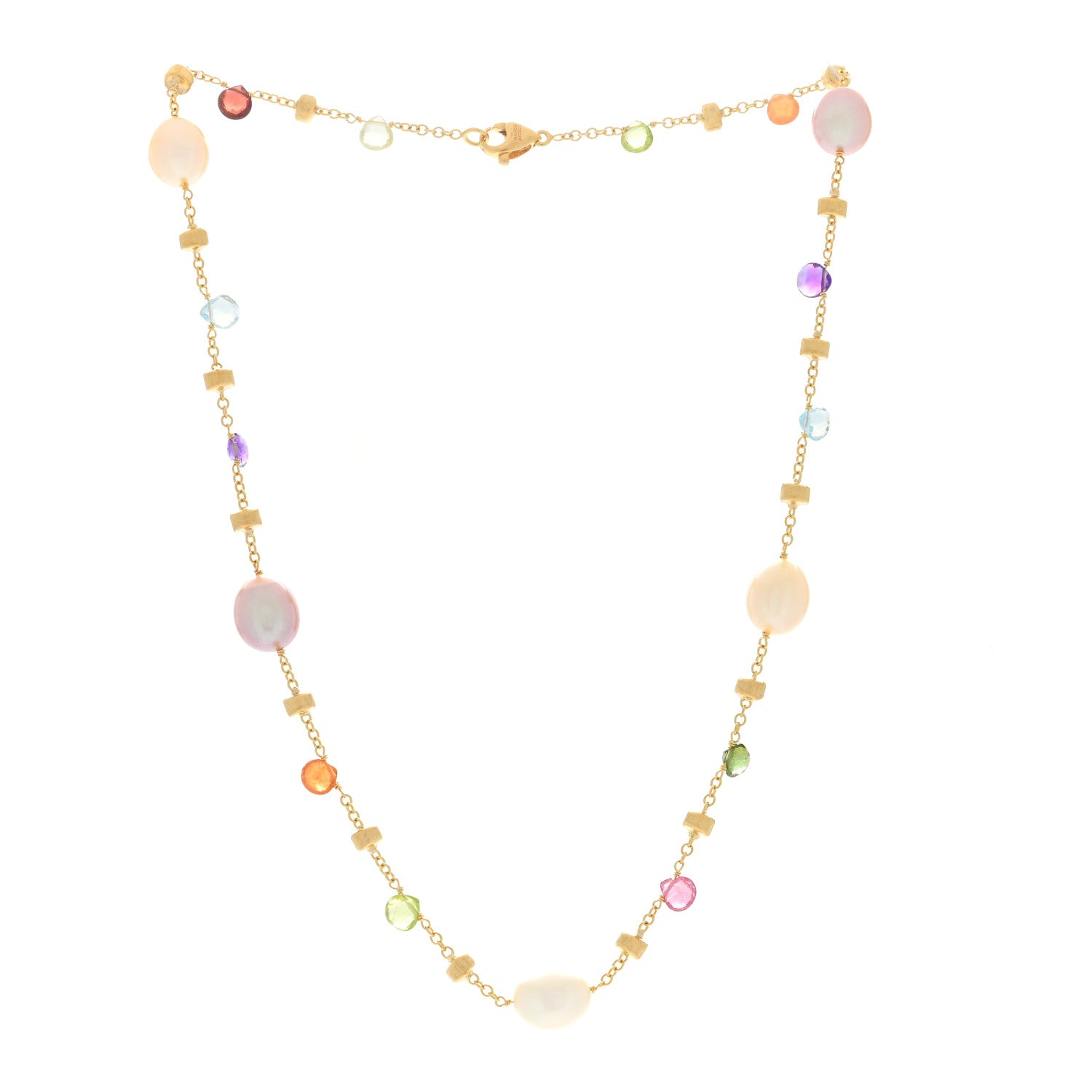 Marco Bicego 18K Yellow Gold Paradise Pearl Multi Gemstone Paradise Necklace 2 of 3