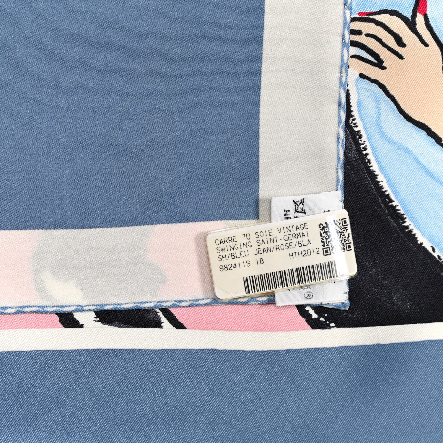 Hermes Silk Swinging Saint Germain Scarf 70 Bleu Jean Rose White 6 of 6