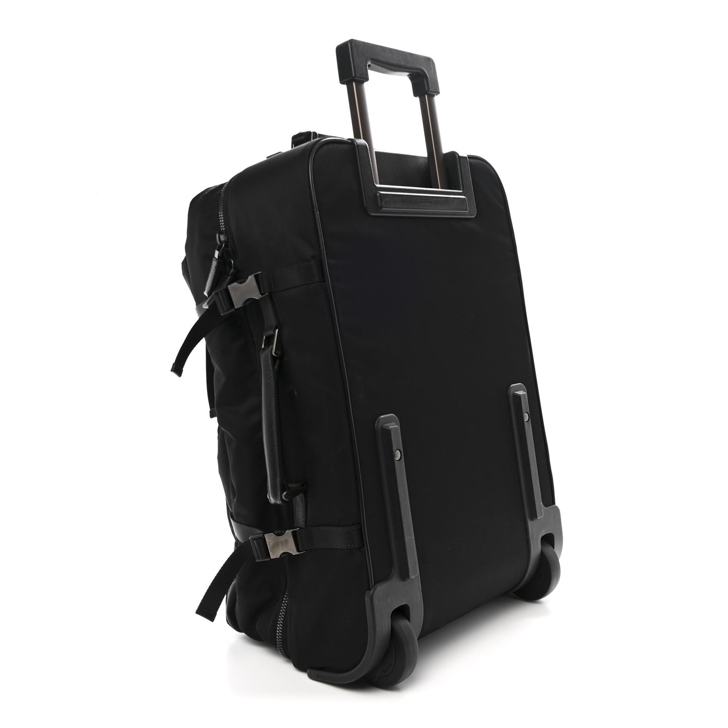 Tessuto Nylon Saffiano Trolley Rolling Suitcase Luggage Black