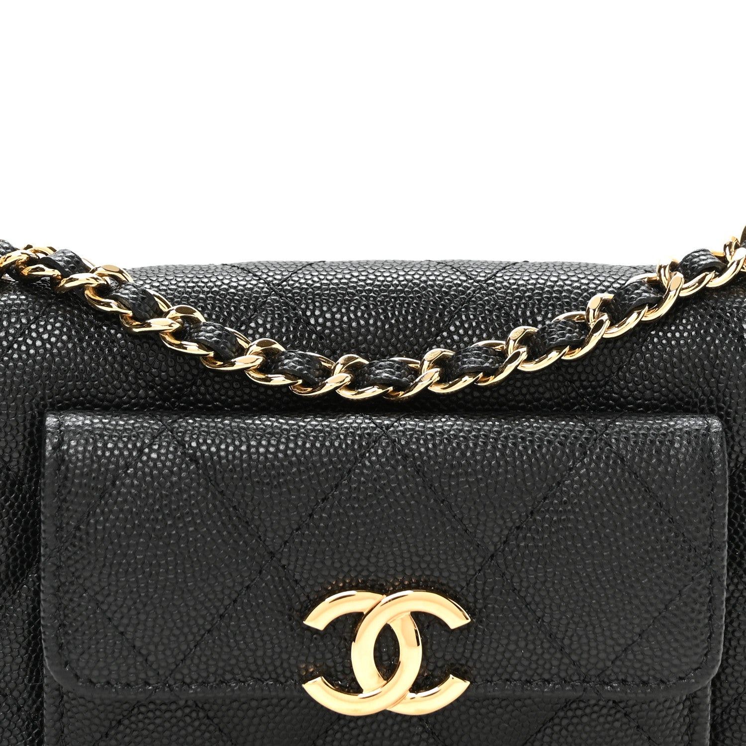 Chanel Caviar Quilted Pocket Twins Clutch With Chain  Black 8 of 11