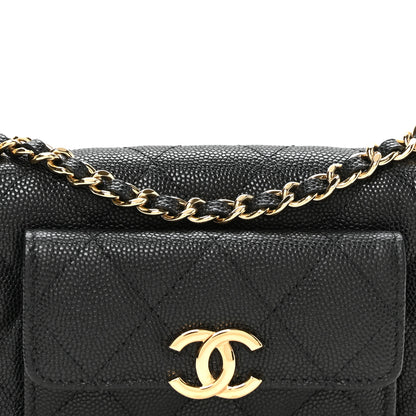 Chanel Caviar Quilted Pocket Twins Clutch With Chain  Black 8 of 11