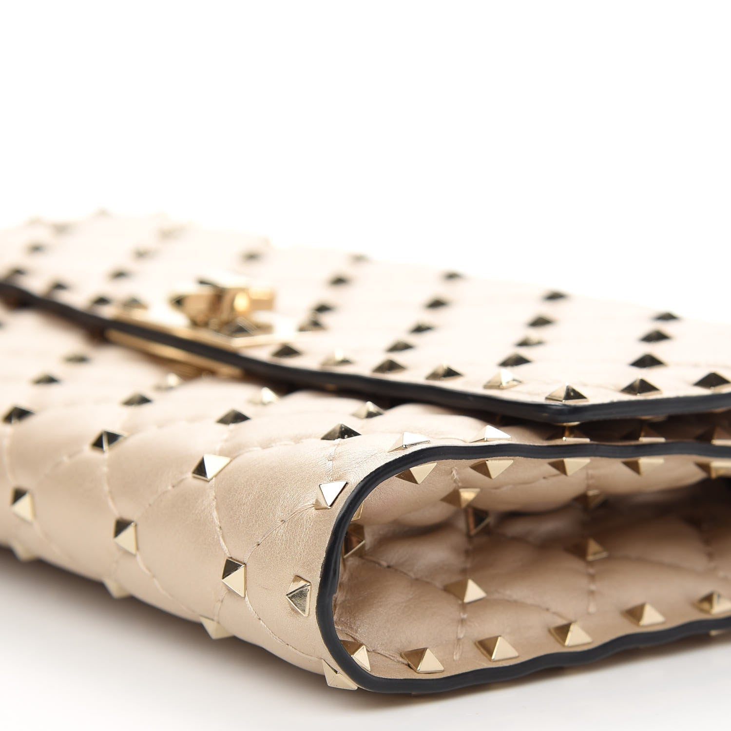 Valentino Garavani Lambskin Rockstud Spike Wallet on Chain Sand 8 of 8