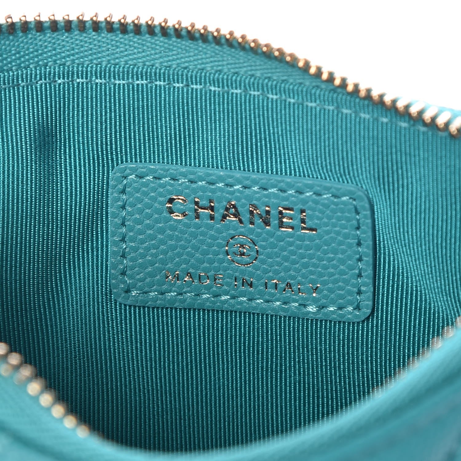 Chanel Caviar Quilted Small Cosmetic Case Turquoise 6 of 8